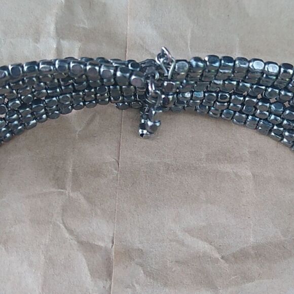 Statement Silver tone Metal Beaded 9 Strands Collar Necklace - Picture 5 of 9